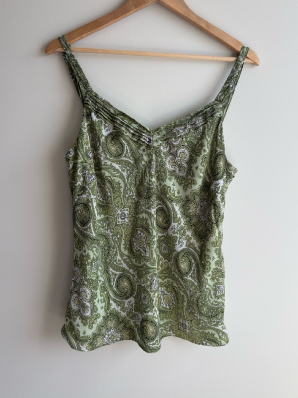 Ann Taylor Green Paisley Bias Cut Silk Blouse
